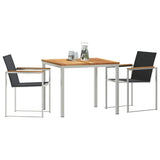 Garden Dining Set 3 pcs Solid Teak Wood and Stainless Steel 3334829