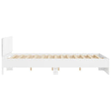 Bed Frame White Engineered Wood, Plywood King Size Modern 3207602
