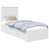 Bed Frame White and Silver 70 x 190 cm Engineered Wood 3411368