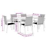 7 Piece Garden Dining Set Black Textilene and Steel 3187046