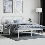 Metal Bed Frame without Mattress with Headboard White 140x190cm 353684