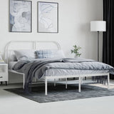 Metal Bed Frame without Mattress with Headboard White 140x190cm 353684
