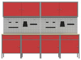 Work Cabinet with Drawer 10 pcs Red Engineered Wood and Steel 3321483