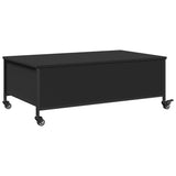 ZNTS Coffee Table with Wheels Black 91x55x34 cm Engineered Wood 842296