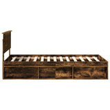 Bed Frame Smoked Oak 100 x 200 cm Solid Pine Wood 3410640
