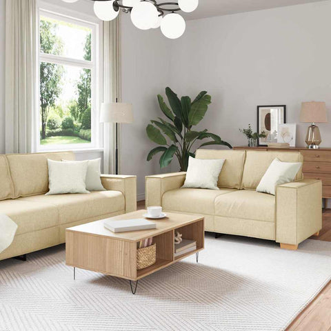 Sofa Set with Cushion 3 pcs Cream 220 x 78 x 84 cm Fabric 3324616