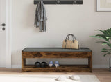 Hall Bench with Cushion with Shelf Smoked Oak 103 x 38 x 45 cm 891588