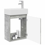 Bathroom Vanity Unit with Tap Concrete Grey 45.5 x 22.5 x 84 cm 889514