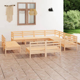 11 Piece Garden Lounge Set Solid Wood Pine 3083154