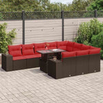 8 Piece Garden Sofa Set with Cushions Brown Poly Rattan Acacia 3326875