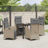Garden Dining Set with Cushion 5 pcs Beige Poly Rattan 3380562