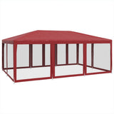 Party Tent with 10 Mesh Sidewalls Red 6x4 m HDPE 4010070