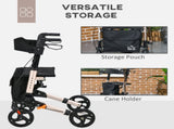4 Wheel Rollator with Seat and Back, Folding Mobility Walker with Carry Bag, Adjustable Height, Dual T3398P343292