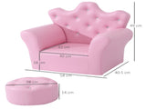 Children Kids Sofa Set Armchair Chair Seat with Free Footstool PU Leather for Girls 58L x 40.5W x T3398P347654