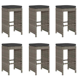 Garden Bar Stools with Cushions 6 pcs Grey Poly Rattan 368693