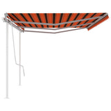 ZNTS Manual Retractable Awning with Posts 6x3.5 m Orange and Brown 3070080