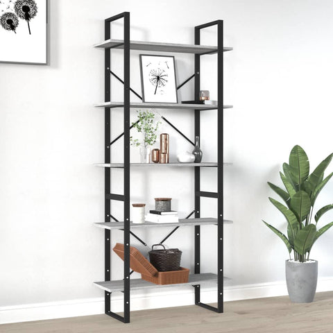 5-Tier Book Cabinet Grey Sonoma 80x30x175 cm Engineered Wood 3114017