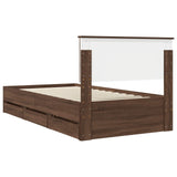 Bed Frame with Drawer Brown Oak 100 x 200 cm Engineer Wood 3410741