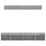 5 Piece TV Wall Units with LED Concrete Grey Engineered Wood 3216685