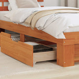 Bed Frame with Headboard Wax Brown 90 x 190 cm Solid Pine Wood 872550