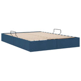 Storage Bed with Mattress with Storage Blue 140 x 190 cm Fabric 3370015