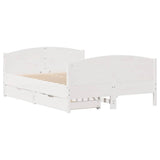 Bed Frame without Mattress White 135x190 cm Double Solid Wood Pine 3301798