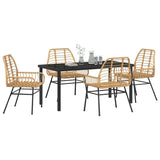 Garden Dining Set 5 pcs Brown Poly Rattan 3380851