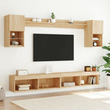 6 Piece TV Wall Units with LED Sonoma Oak Engineered Wood 3216688