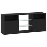 TV Cabinet with LED Lights Black Oak 120x30x50 cm Engineered Wood 862035