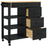 Kitchen Trolley MONZA Black 84 x 40 x 88.5 cm Solid Pine Wood 42027042