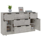 3 Piece Sideboard Set Concrete Grey Engineered Wood 3115823