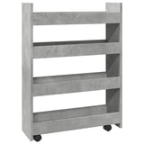 ZNTS Narrow Storage Trolley 4 Tier Concrete Grey Engineered Wood 855262