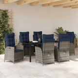 Garden Dining Set with Cushion 7 pcs Grey and Black Rattan 3380579