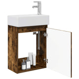 Bathroom Vanity Unit with Tap Smoked Oak 45.5 x 22.5 x 84 cm 889456