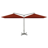 Double Garden Parasol with Steel Pole Terracotta 600x300 cm 312559