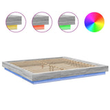 Bed Frame with LED Lights without Mattress Grey Sonoma 200x200cm 3281075