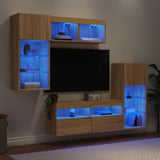 5 Piece TV Wall Units with LED Sonoma Oak Engineered Wood 3216727