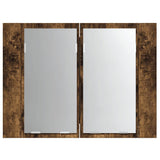 LED Mirror Cabinet Smoked Oak 60x12x45 cm Engineered Wood 822841