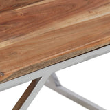 Coffee Table Silver Stainless Steel and Solid Acacia Wood 349951