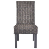 Dining Chairs 4 pcs Brown Kubu Rattan and Mango Wood 275467
