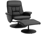 Swivel Recliner Chair with Footstool, PU Leather Armchair and Ottoman with High Back and Round Base T3398P328123