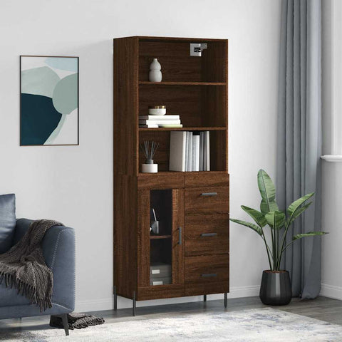 Highboard Brown Oak 69.5x34x180 cm Engineered Wood 3189524