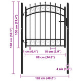 Fence Gate EMMEN with Spikes Steel 103x97 cm Black 146378