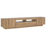 TV Cabinet with LED Lights Artisan Oak 200x35x40 cm Engineered Wood 3329166