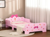 Princess-Themed Kids Toddler Bed w/ Cute Patterns, Safety Rails, for Ages 3-6 Years - Pink T3398P347981