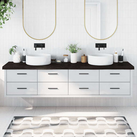 Bathroom Countertop Dark Brown 220x60x cm Treated Solid Wood 3156280