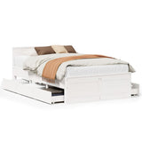 Bed Frame without Mattress with Headboard White 120x200 cm Solid Wood Pine 3308769