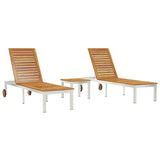 Lounger 3 pcs Brown Solid Acacia Wood and Stainless Steel 3334837