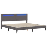 Bed Frame with LED Strip Lights Grey 180 x 200 cm Faux Leather 42028040