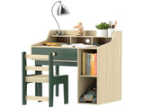 Kids Desk and Chair Set with Storage Shelves and Drawer, Green T3398P422129